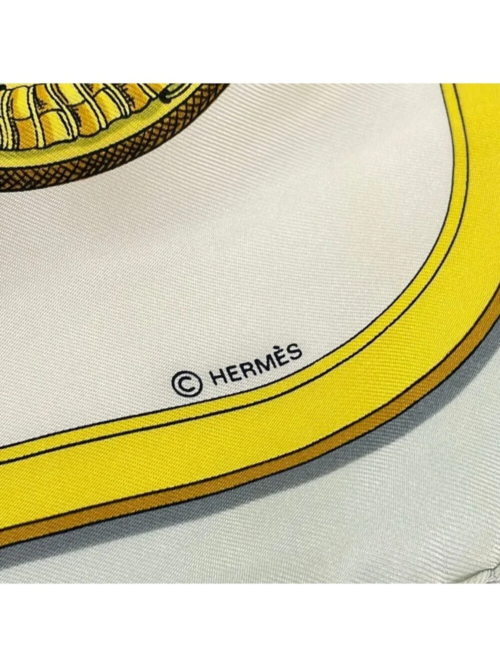 Hermes Scarf Carre 90 Yellow Ivory Grand Apparat Dressed Horse Silk